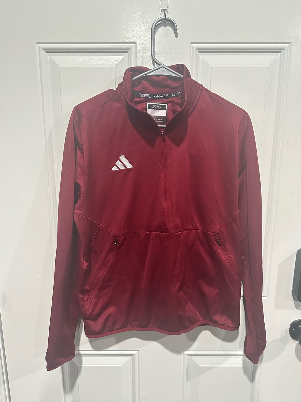 adidas men’s Maroon Quarter-Zip Pullover Jacket